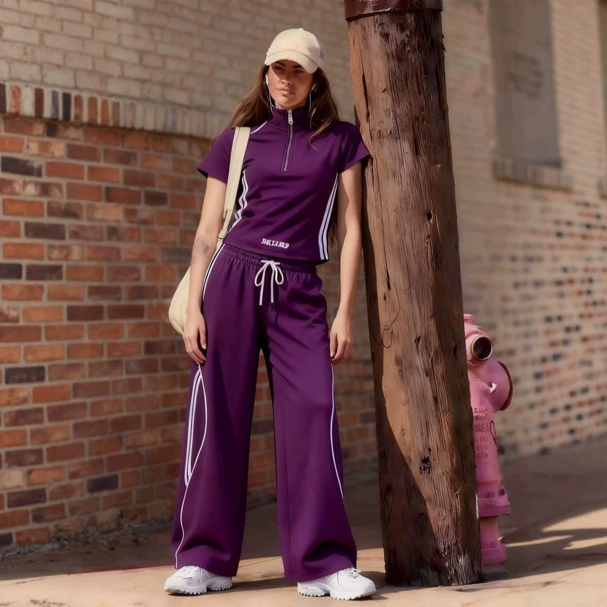 Trendy Women's Short-sleeved Sports For Two-piece Fashion Casual Suit