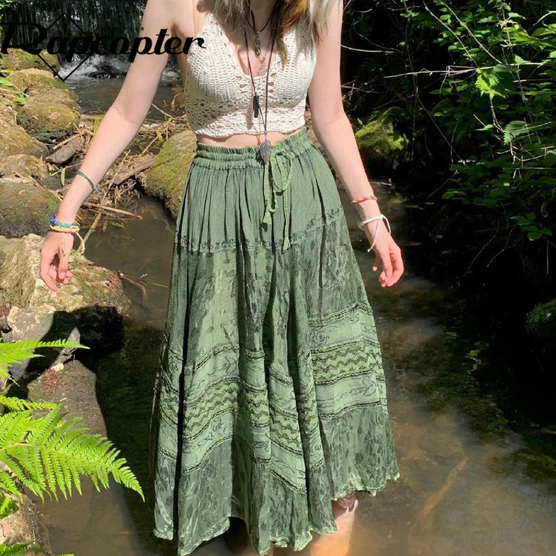 Women's Wear Mulberry Silk Printed Large Hem Skirts