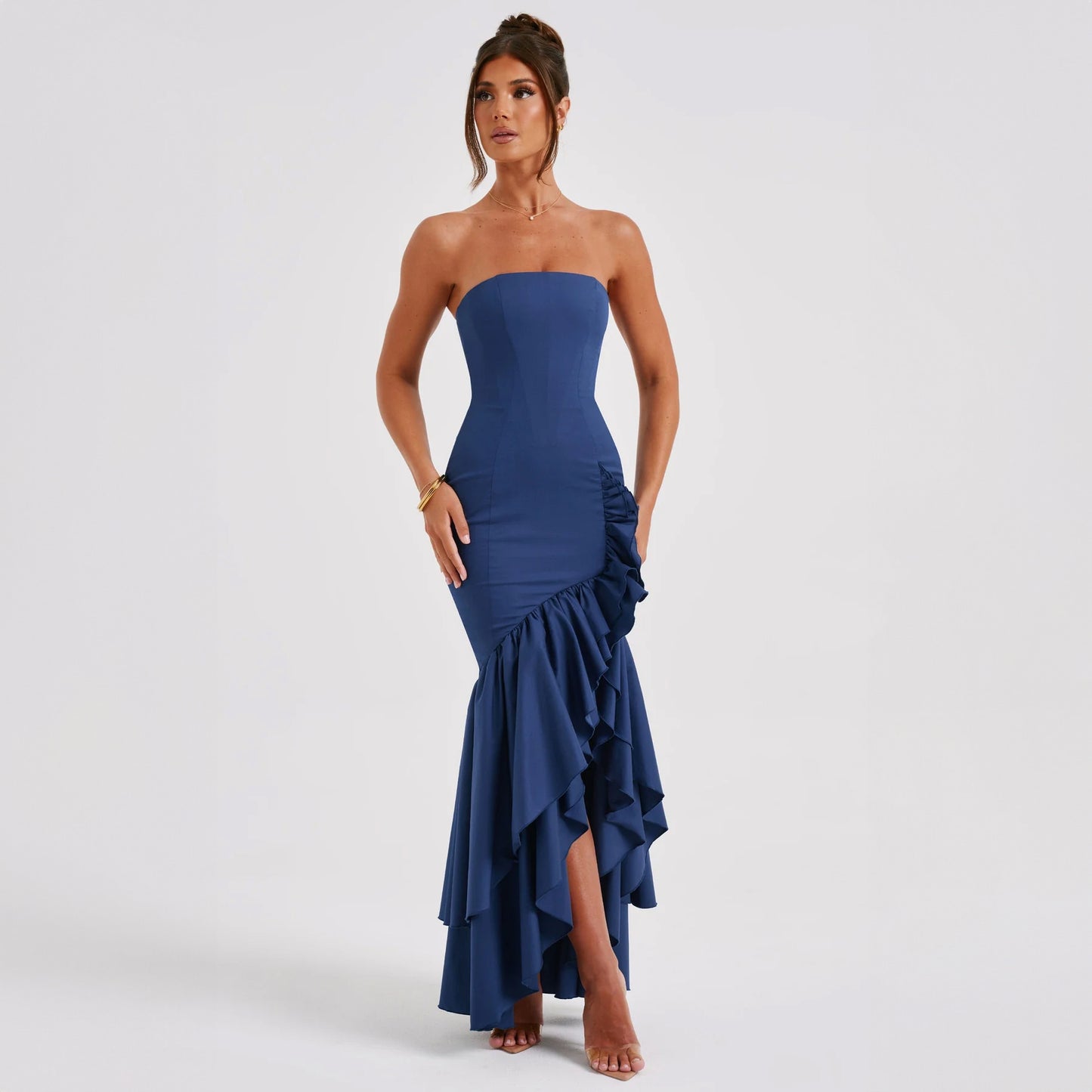 Women's Summer Elegant Tube Slit Fashion Slim Dress