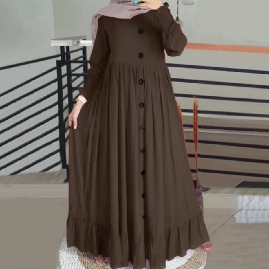 Artistic Retro Leisure Loose Crew Neck Dress