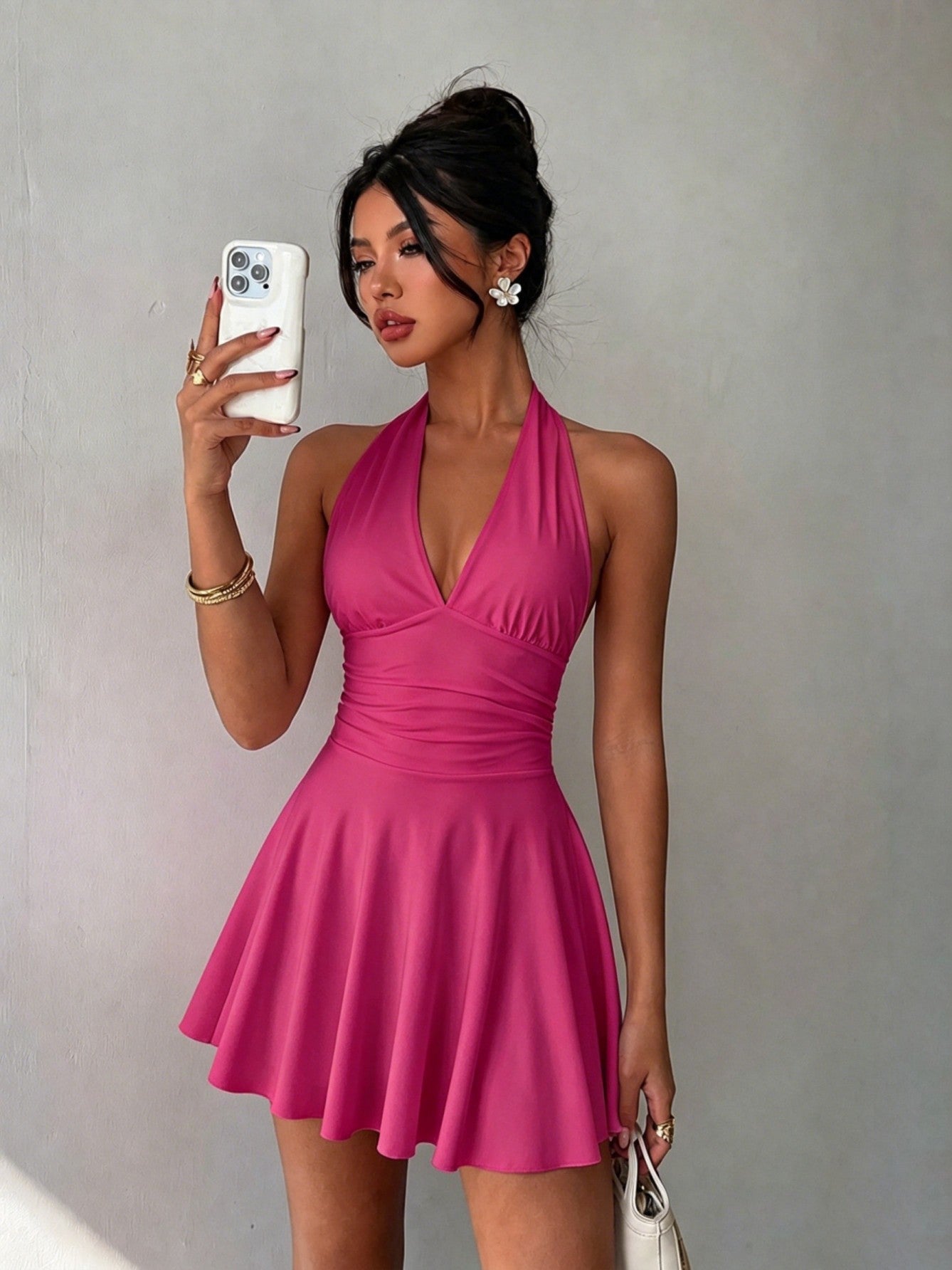 Women's Sexy Summer Backless Fashion Silk Satin Dress