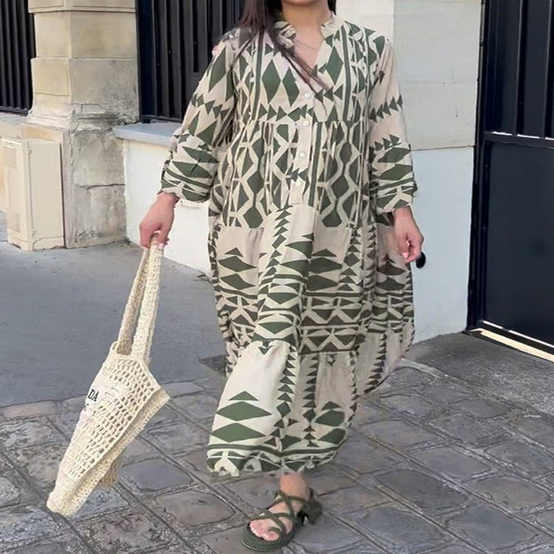 Casual Women's Elegant Printed Shirt Bohemian Plus Size