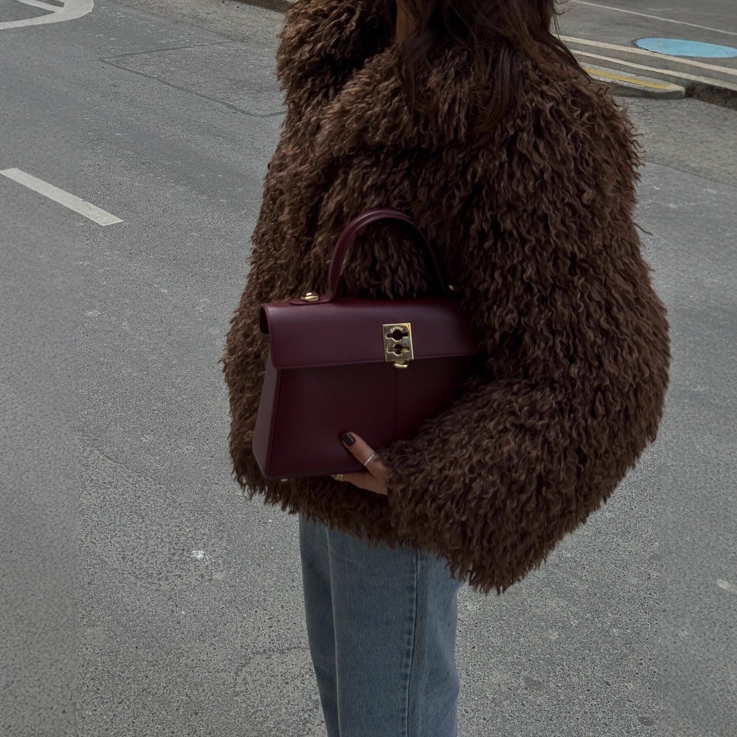 Women's Fur Warm Curly Coffee Color Jackets