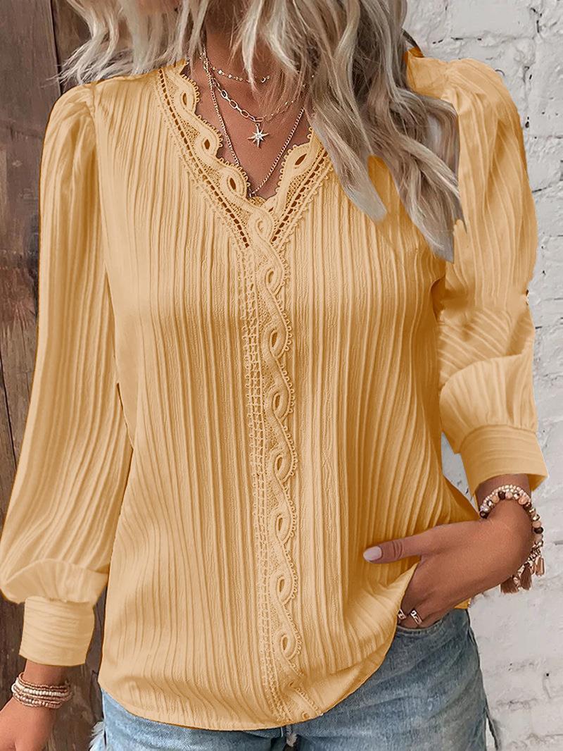 Women's Autumn Long Sleeve Lace Patchwork Shirt Clothing