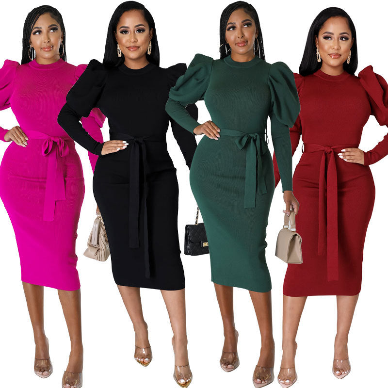 Women's Long-sleeved Autumn Elegant Slim Fit Petite Dress