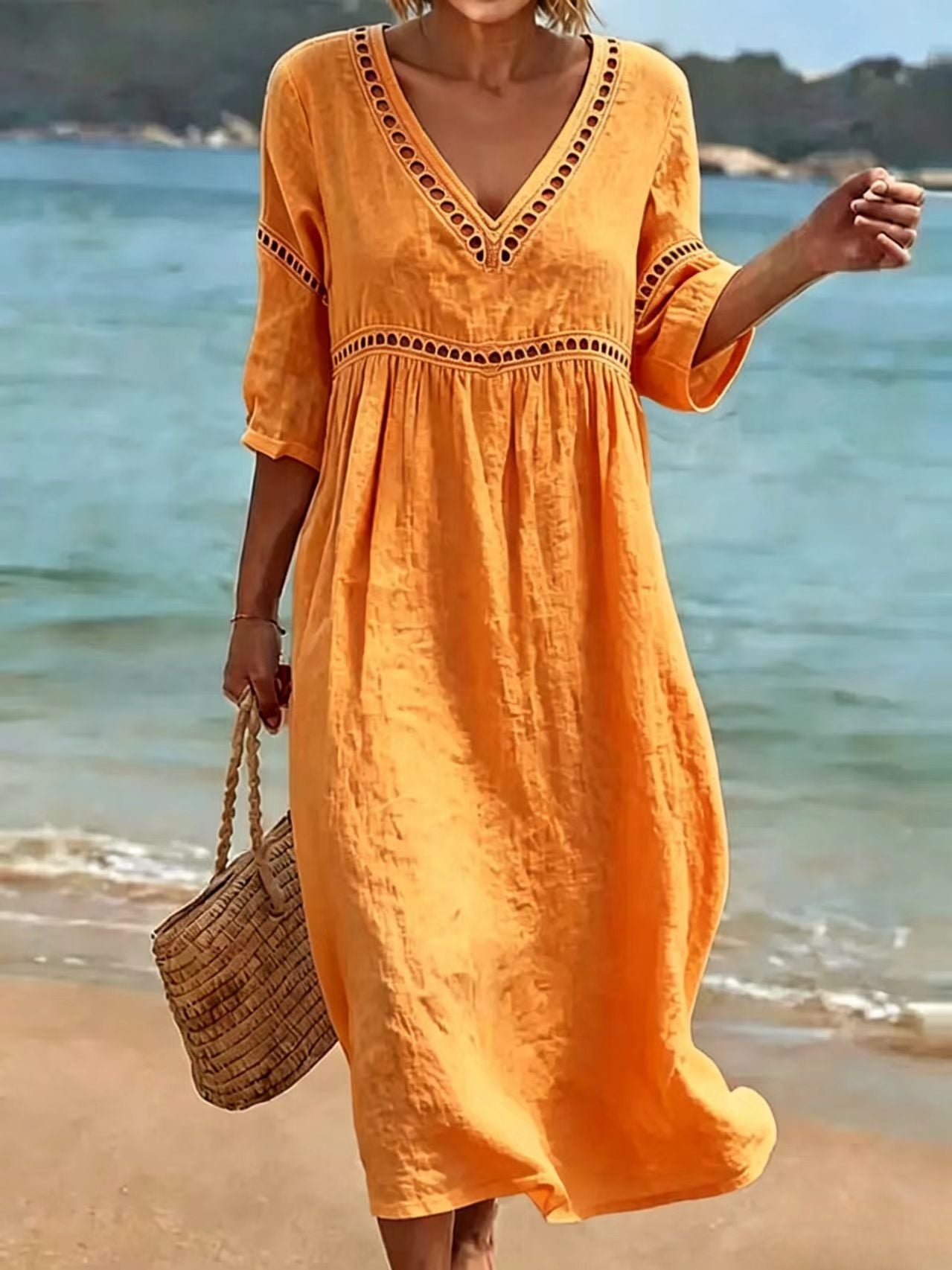 Women's Elegant Casual Solid Color Half Sleeves Dress