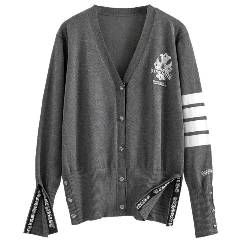 Women's College Style Four Bars Cross Fashion Knitwear