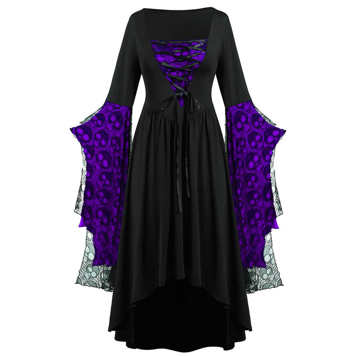 Women's Halloween With Skull Lace Tied Dress