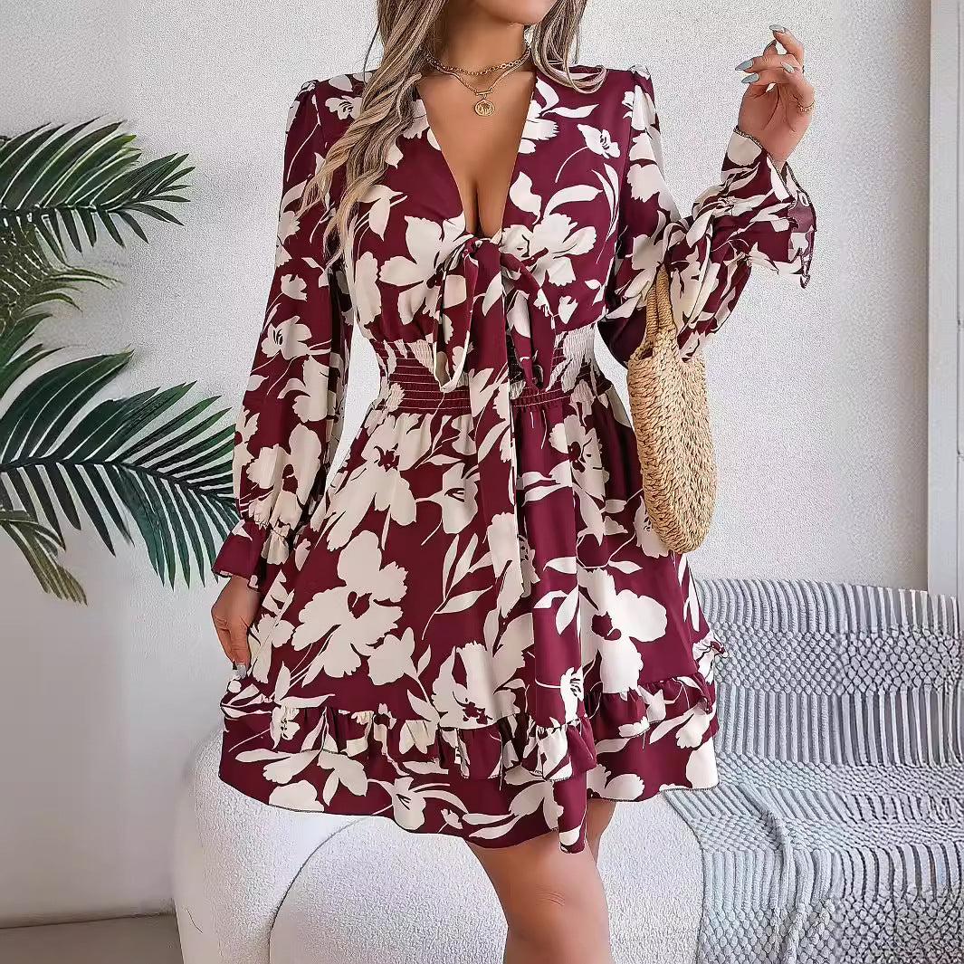 Women's Casual Flower Half Sleeve Ruffled A- Clothing