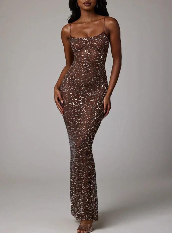 Women's Light Diamond Sexy Sling Mermaid Long Dresses
