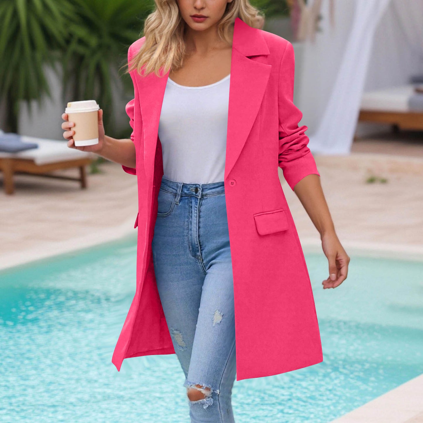 Women's Autumn Long Sleeve Solid Color Trench Coats