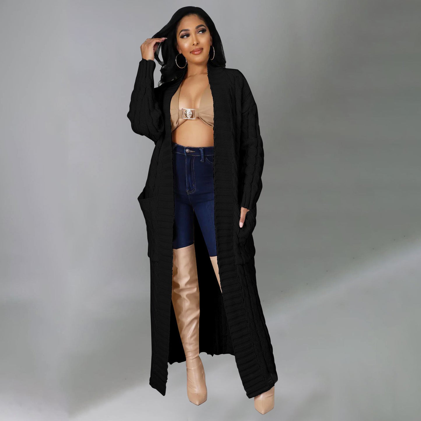 Women's Fashion Casual Long-sleeved Long Solid Color Sweaters