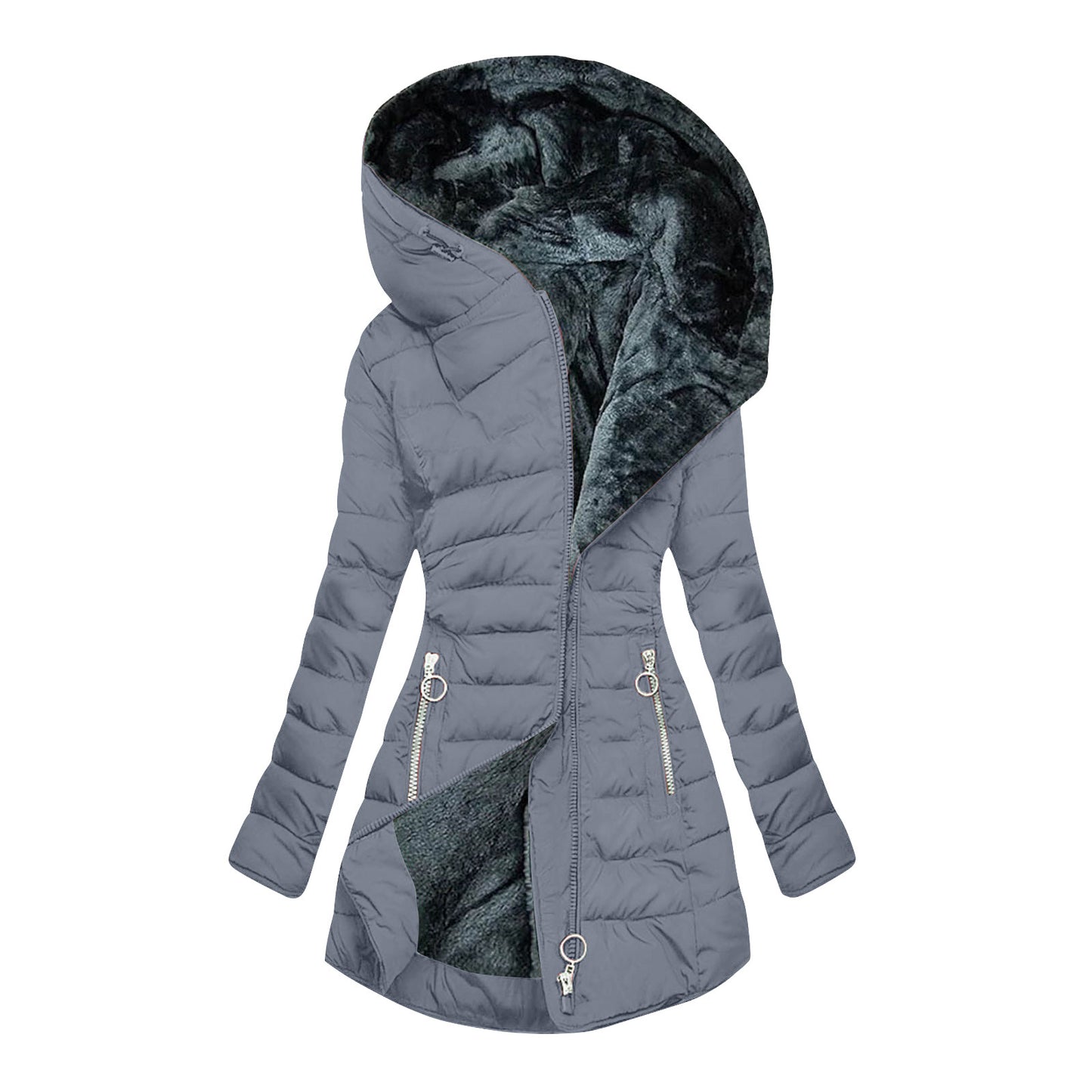 Women's Warm Fur Collar Cotton Clothes Zipper Coats