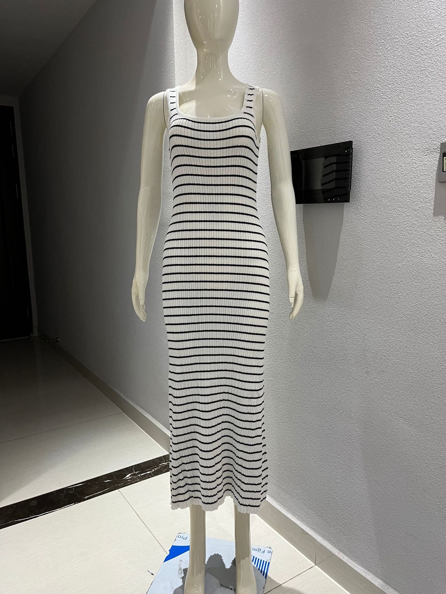 Women's Striped Contrast Color Beach Vacation Sexy Dress Knitted Dresses
