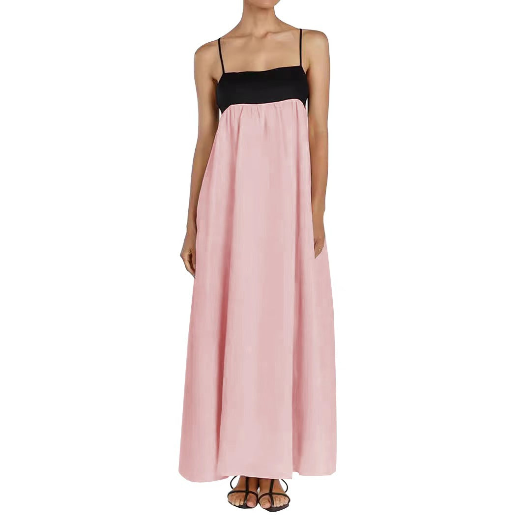 Stylish Elegant Contrast Color Sexy Backless Dress