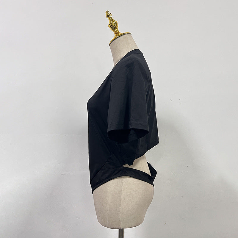 Women's Summer Fashion Comfort Casual Temperament Midriff Outfit Round Blouses