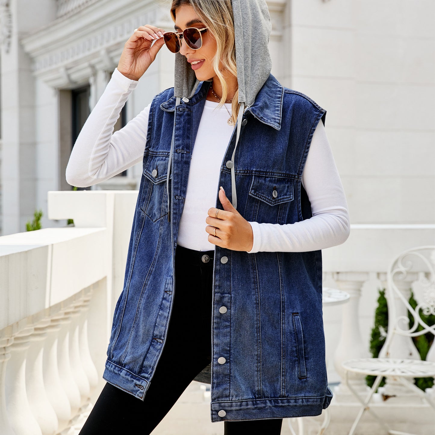 Women's Spring Classic Washed Denim Waistcoat Vests