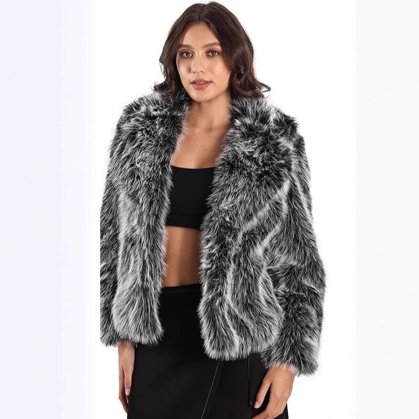 Women's Lapel Imitation Fur Street Fox Coats