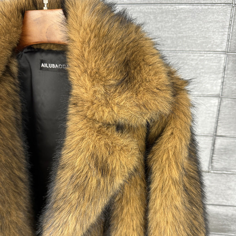 Women's Fashion Mid-length Faux Winter Imitation Coats