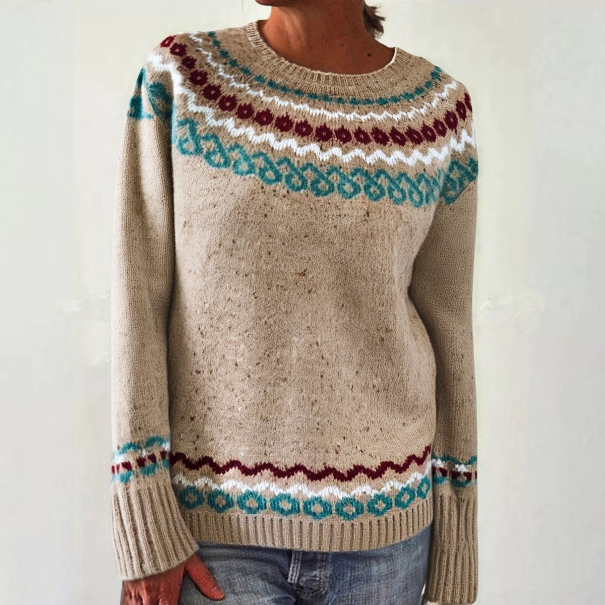 Women's Round Neck Multicolor Loose Fashion Pullover Sweater