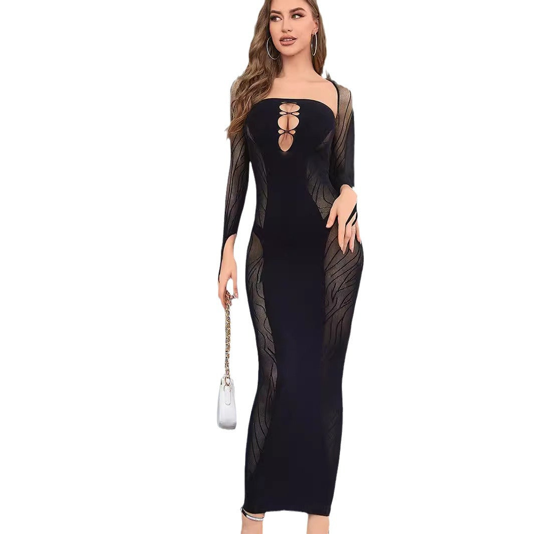 Women's Long Sleeve Slim Fit Sexy Cutout Versatile Dress
