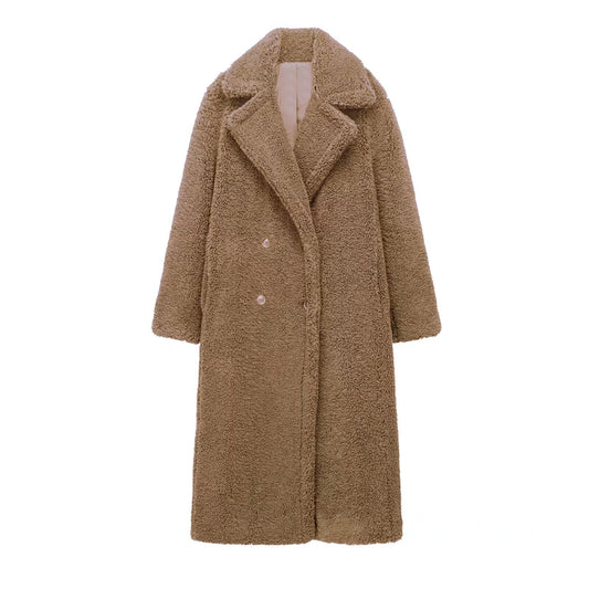 Women's Large Lapel Thickened Fleece Overcoat Coats