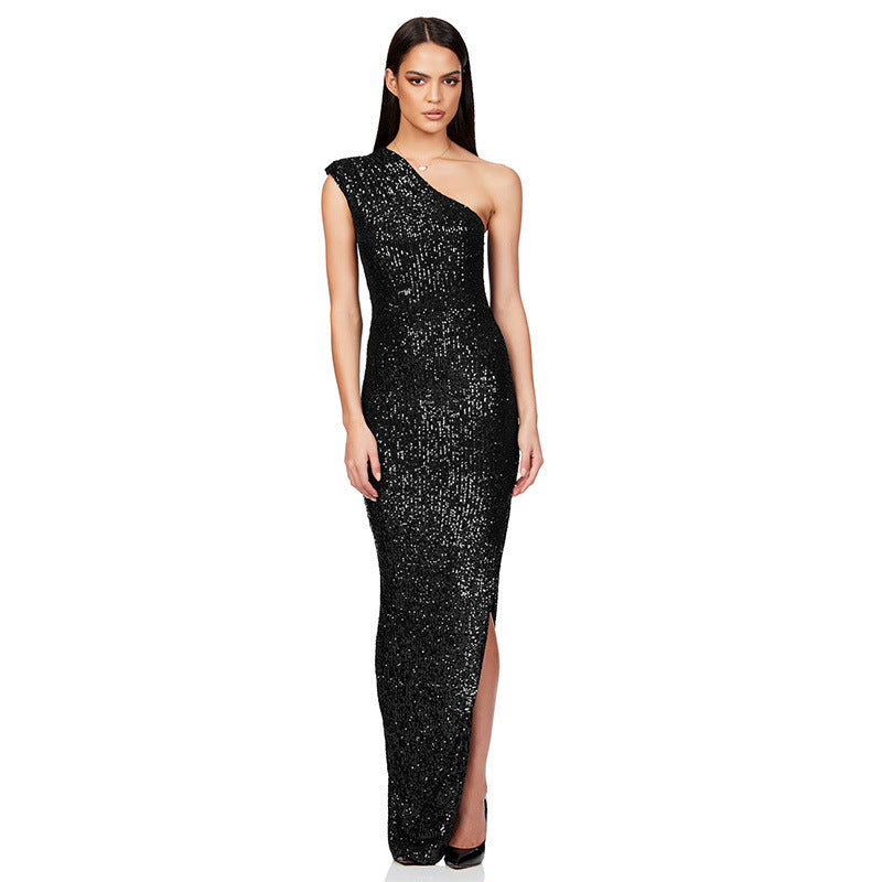 Women's Dress Summer Sleeveless Split Sequined Temperament Dresses