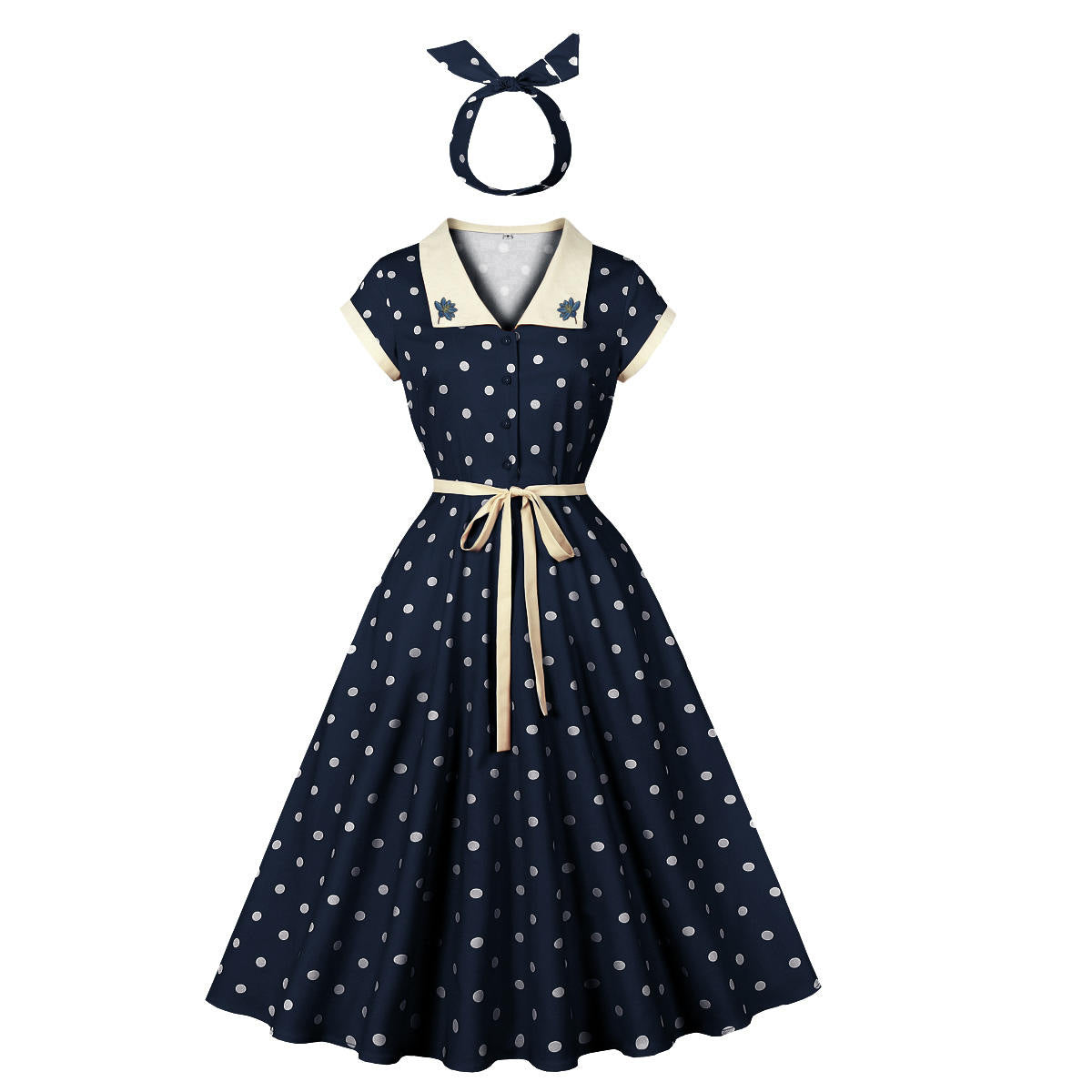 Retro Girlish Polka Dot Temperament Slimming Dresses