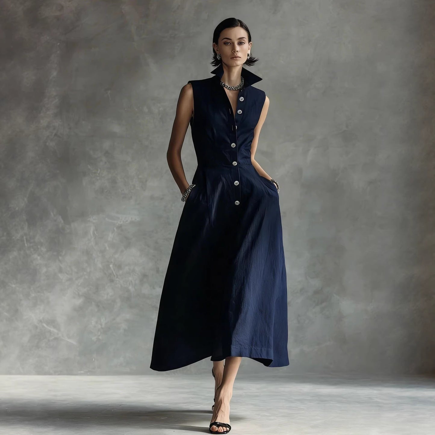 Summer Fashion Casual Stand Collar Elegant Trendy Dress
