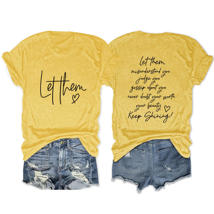 Casual Front Rear Printed Simple Sleeve Blouses