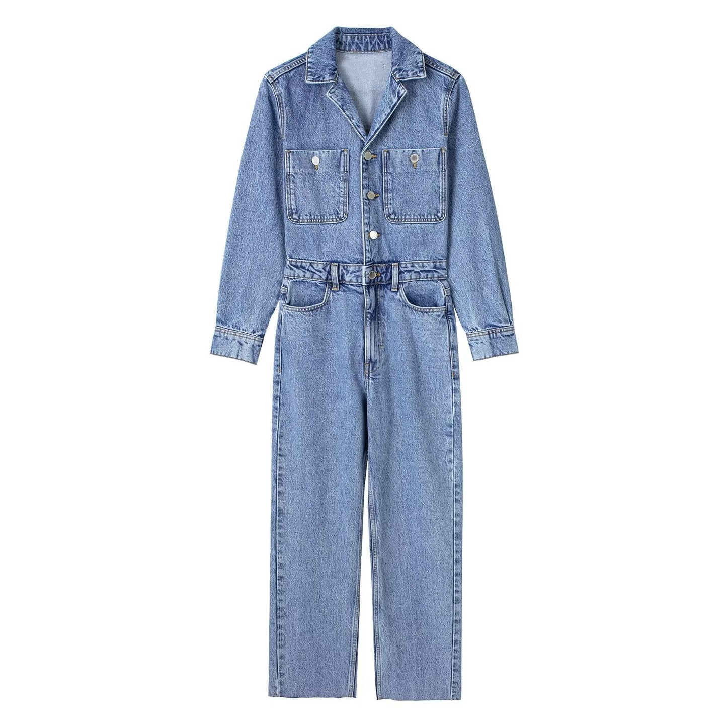 Women's Long Sleeves Denim Urban Casual Personalized Jumpsuits