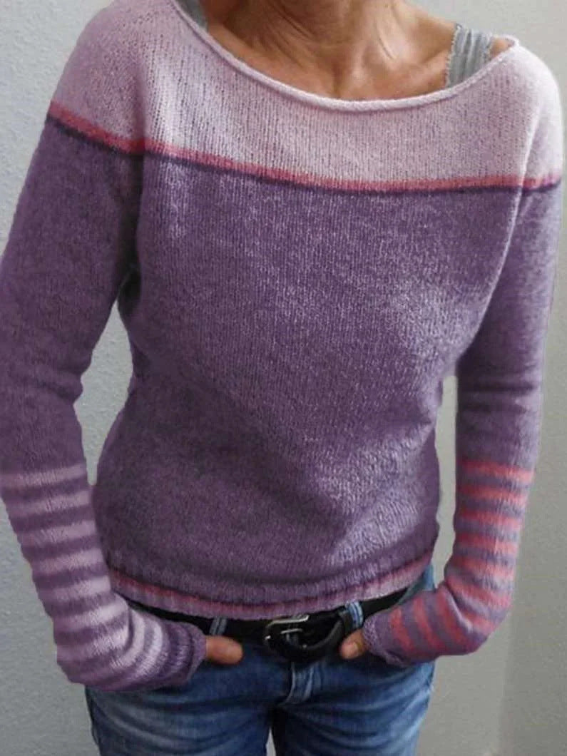 Women's Round Neck Multicolor Loose Fashion Pullover Sweater