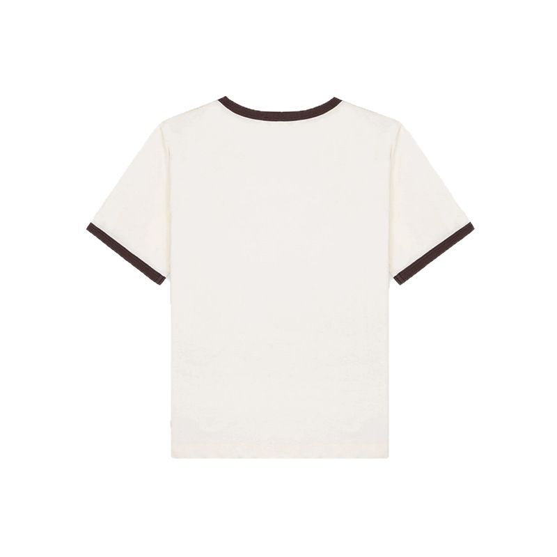 Women's North American Niche Letter Print Contrasting Colors Cotton Blouses