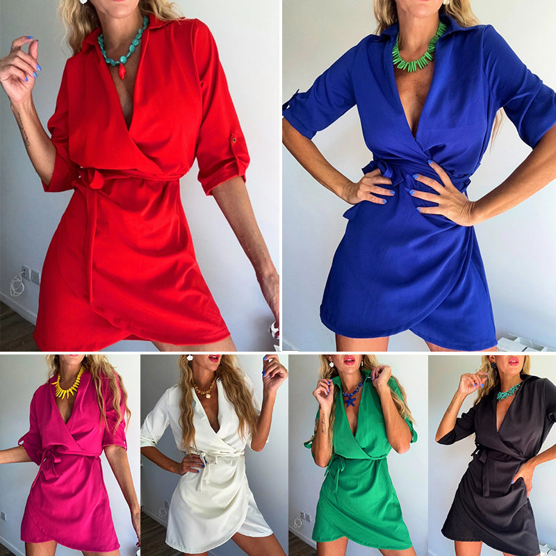 Popular Slouchy Comfortable Durable Women's Lapel Dress