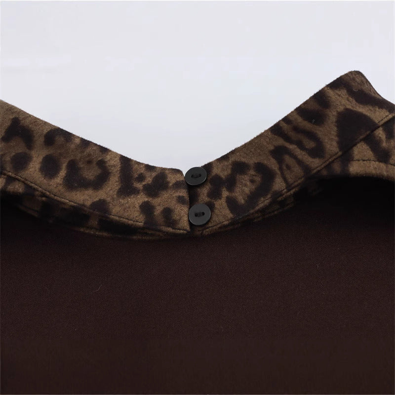 Women's Winter Dress Lightly Mature Leopard Print Dresses