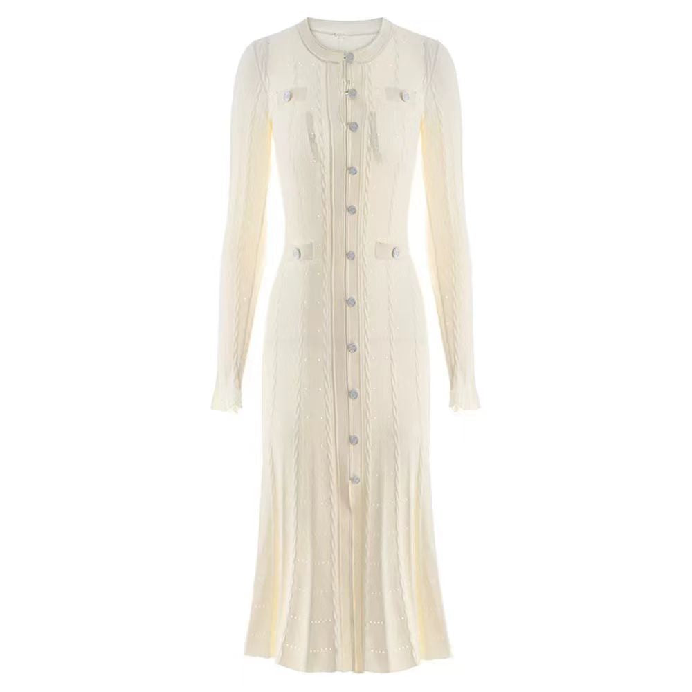 Dress Sleeve Single-breasted Elegant Floor Slim Dresses
