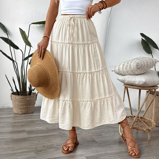 Women's White Fashionable High Waist A- Line Skirts
