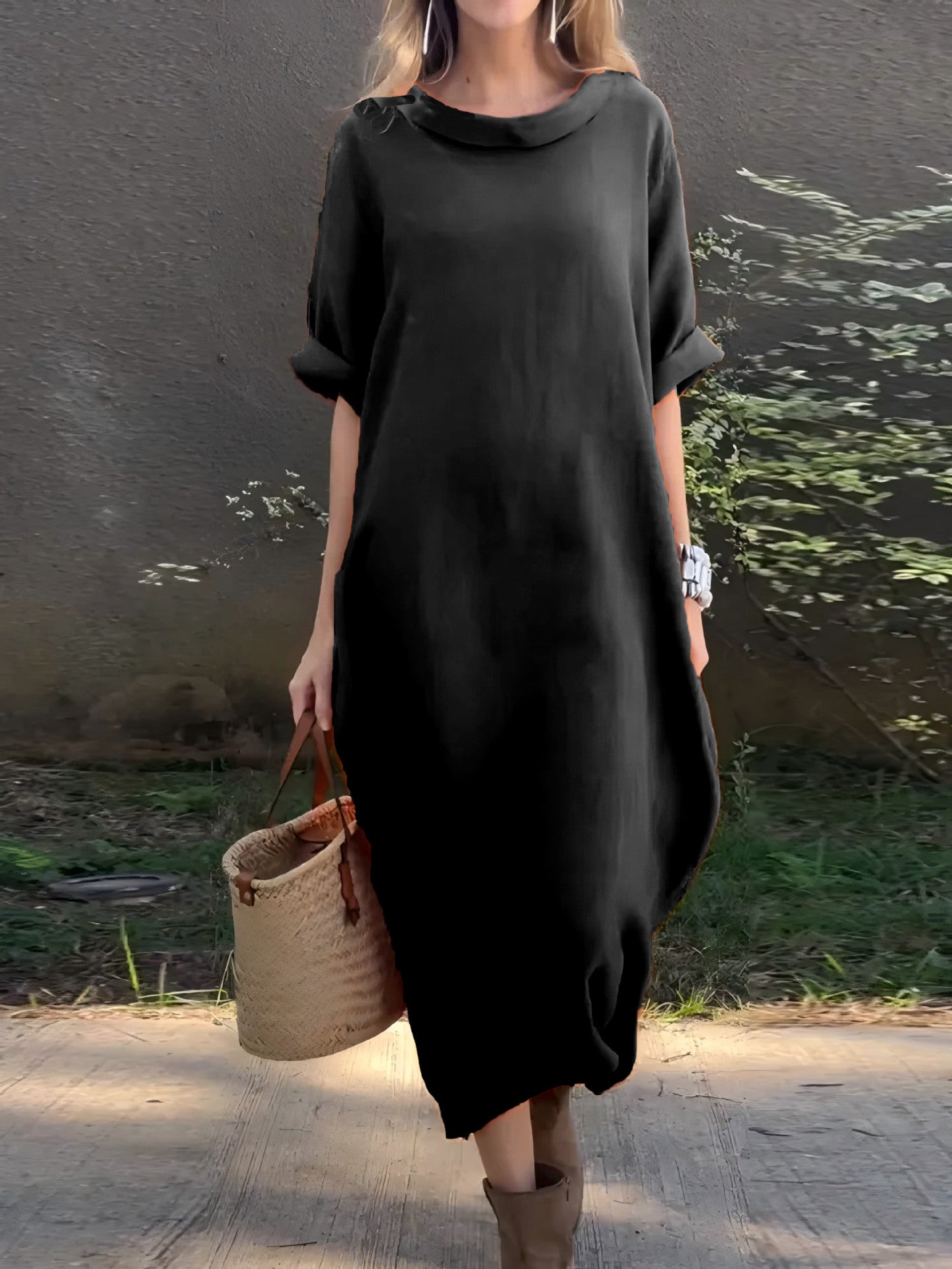 Women's Loose Round Neck Half Sleeve Large Plus Size