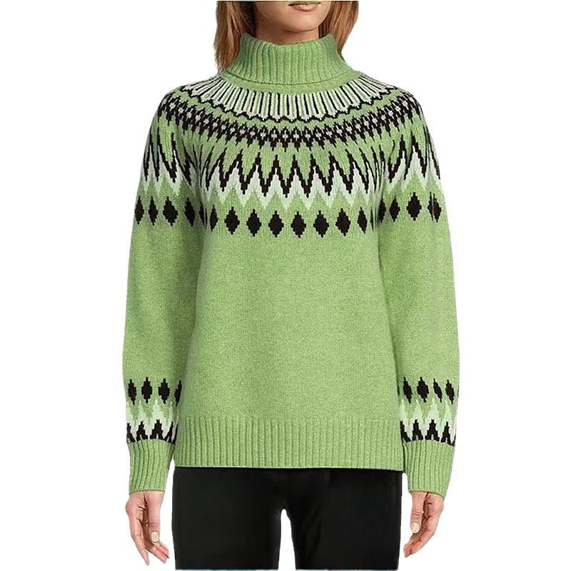 Women's Neck Fashion Casual Multicolor Slim Fit Slimming Sweater