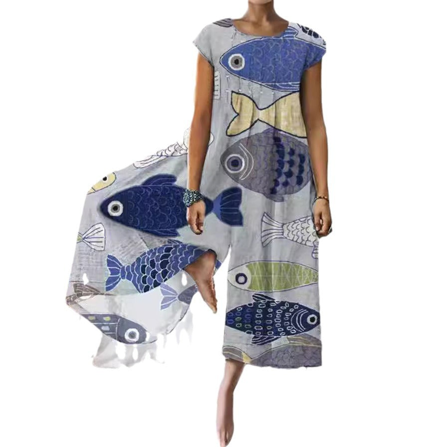 Women's Glamorous Charming Printed Loose Wear Jumpsuits