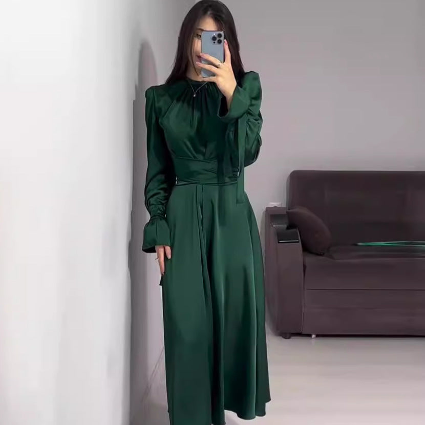 Women's Up Solid Color Long Sleeve Dress Dresses