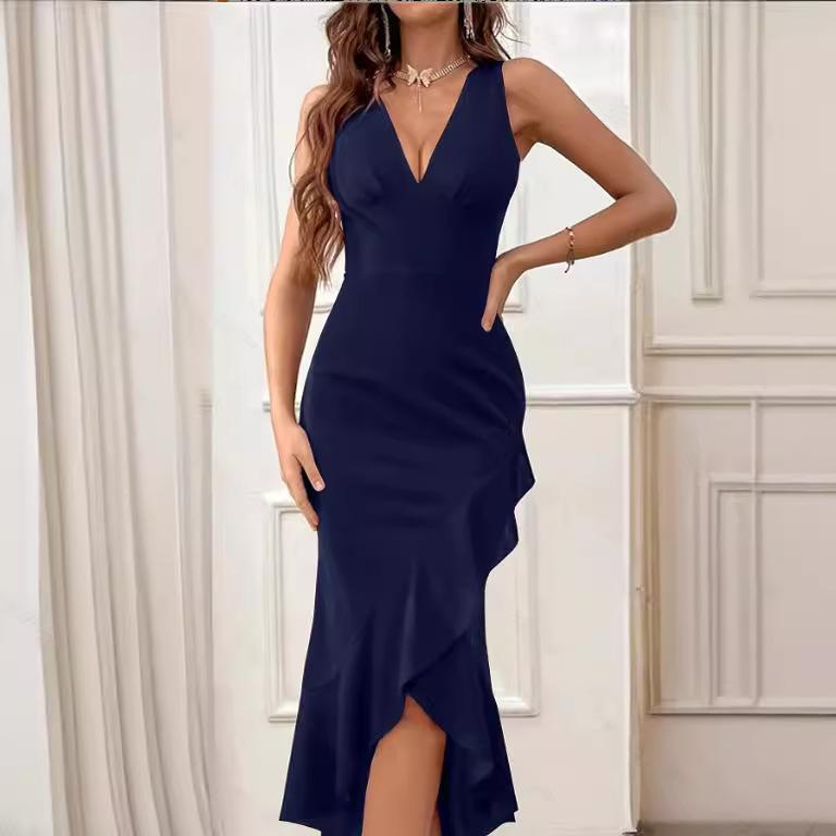 Women's Sheath Swallowtail Sexy Split Ruffled Formal Dress