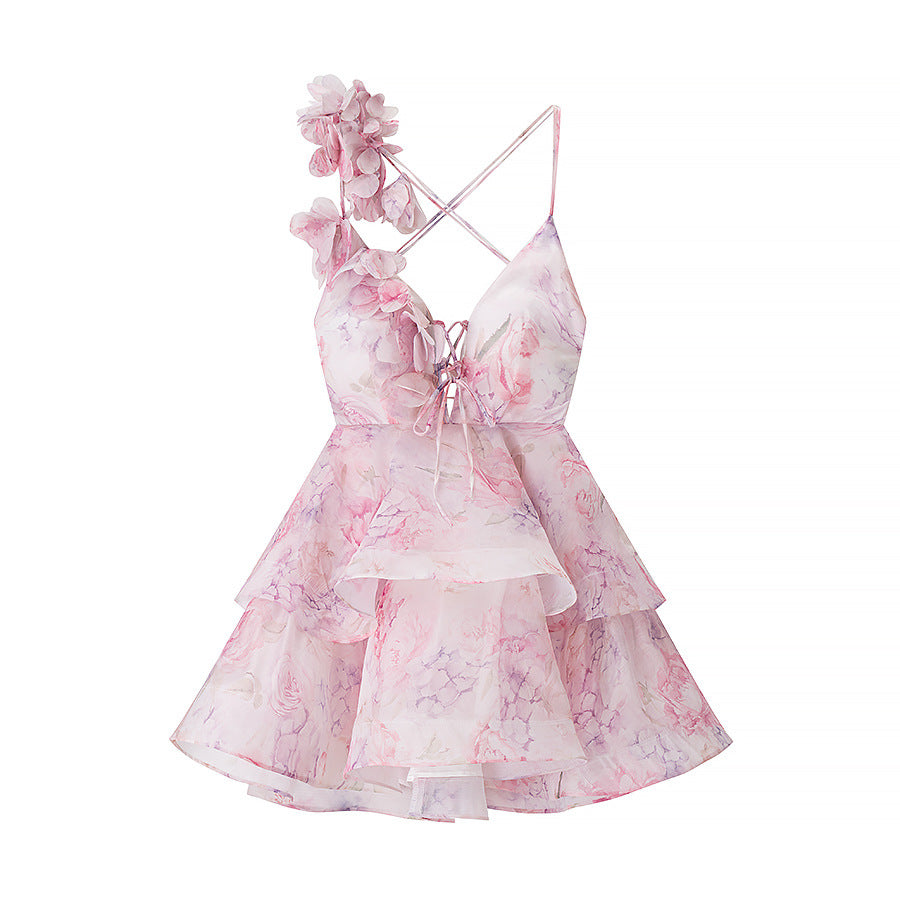 Women's Summer Halter Backless Flower Dress Dresses