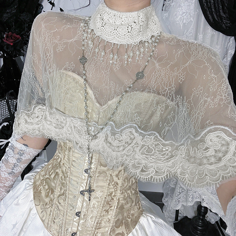 Women's Stand Collar Cape Gothic Style Pure Blouses