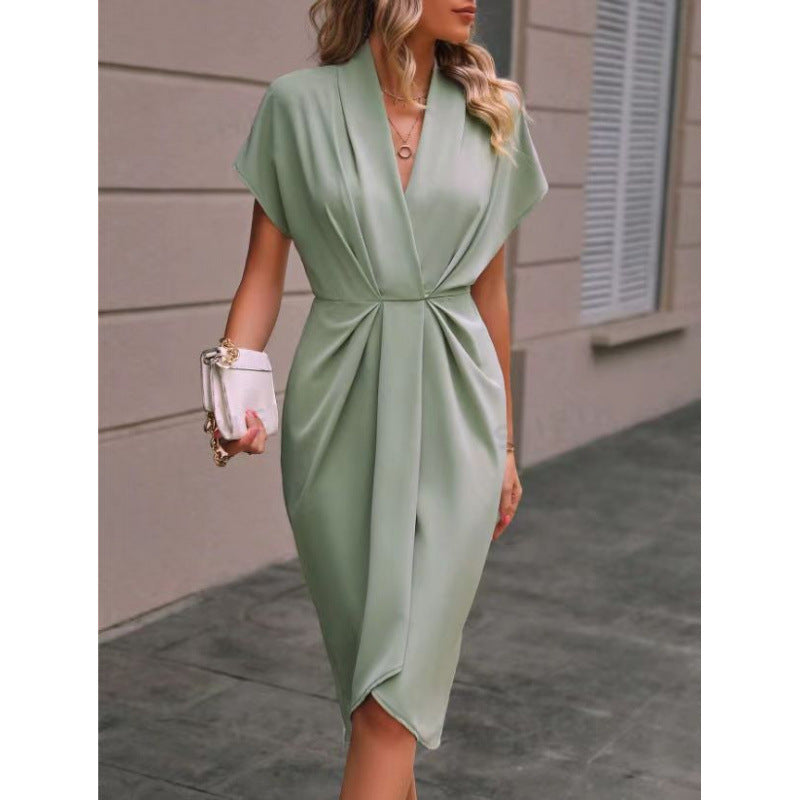 Women's Summer Solid Color Satin Sleeve Long Shorts