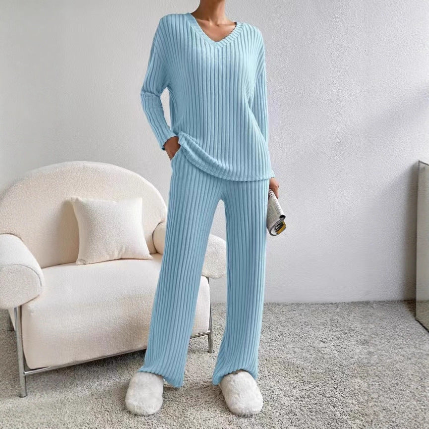 Two-piece Straight Loose Sunken Stripe Temperament Pants