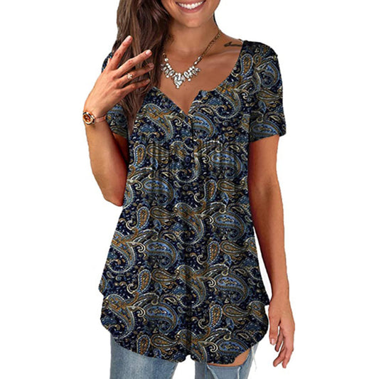 Women's Fashion Digital Printing Casual Trend Sleeve Blouses