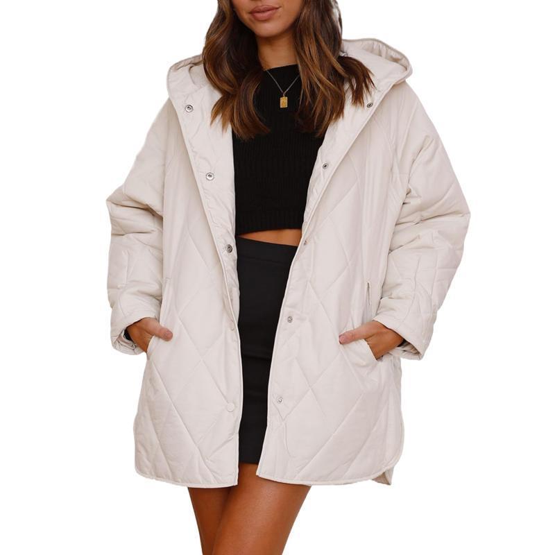 Women's Winter Casual Diamond Quilted Hooded Lightweight Jackets