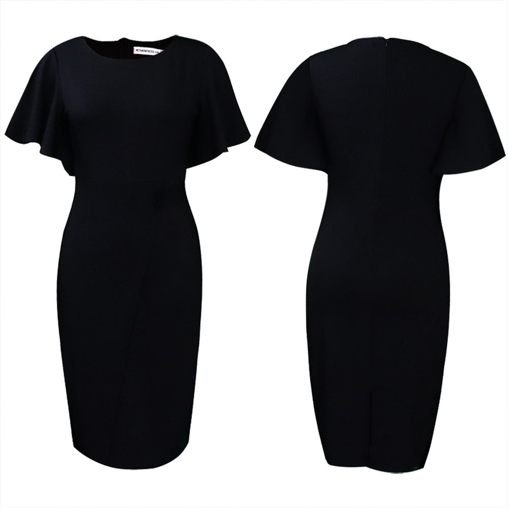 Women's Summer Ruffle Sleeve Fashionable With Sheath Dress