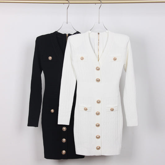 Fashionable High Quality Knitted Fabric Slim Fit Slimming Long Dresses